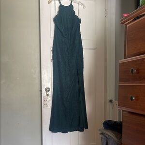 Elegant Azazie Pine Lace Evening Gown